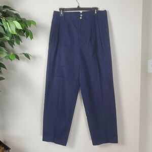 Nordstrom Town Square Dress Pants Pleated Waist Navy Blue Womens Size 14